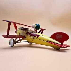 Vintage Snoopy Biplane Toy 1965 Aviva Toy Co Diecast Metal